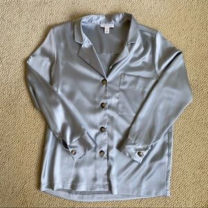 Topshop Satin Button Down Shirt